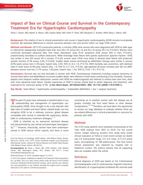 Pdf Impact Of Sex On Clinical Course And Survival In The Contemporary