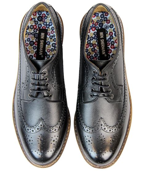 Ben Sherman Deon Longwing Retro 60s Mod Waxy Black Brogues