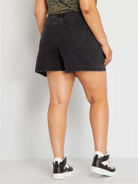 Short En Denim Taille Haute Noir Kiabi