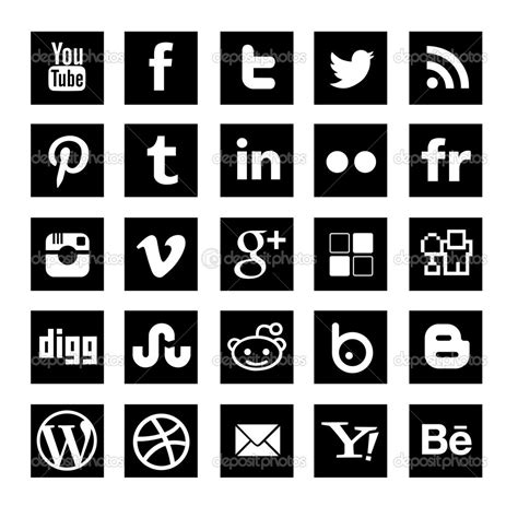 13 Social Media Icons Vector Black And White Images Social Media