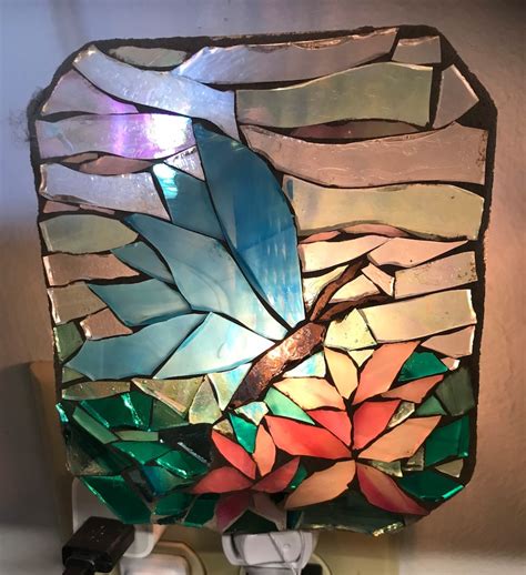 Butterfly Stained Glass Mosaic Nightlight 4x4 12 Etsy