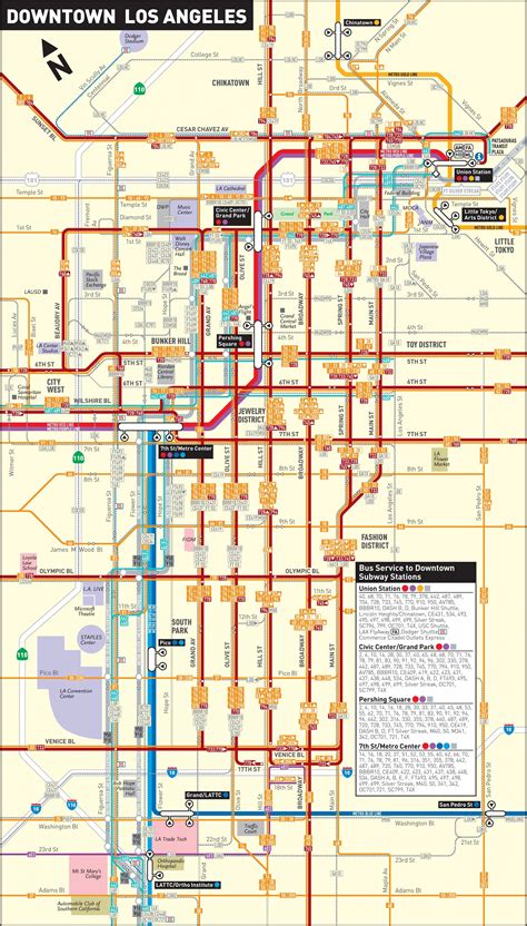 El centro de LA mapa del metro de Los Angeles de mapa de metro ...