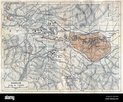 Ancient Map Of Harar Ethiopia Image From Italian Eastern Africa Guide