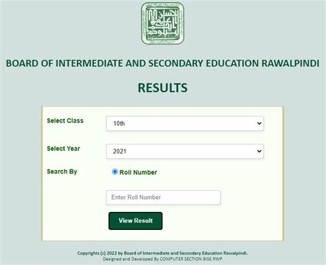 Rawalpindi Board 10th Class Result 2022 Online Check