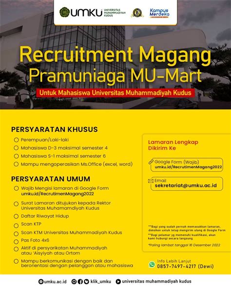 Recruitmen Magang Pramuniaga Mu Mart Khusus Mahasiswa Umku