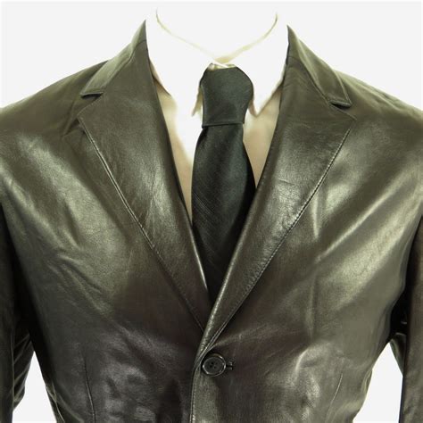 Hugo Boss Lambskin Leather Jacket Men Large Black Sport Coat Style