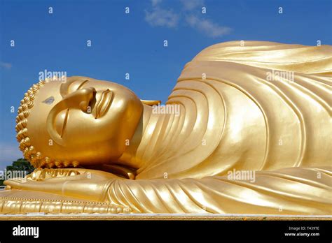 Lying Golden Buddha Statue In The Temple Wat Yai Nai Hat Yai Songkhla