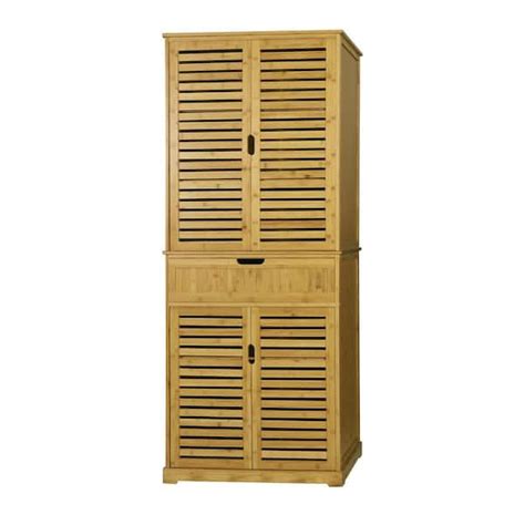 VEIKOUS 72 In H Bamboo Kitchen Storage Pantry Cabinet Closet With