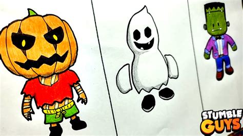 DIBUJO las NUEVAS SKINS de STUMBLE GUYS de HALLOWEEN (Calabaza ...