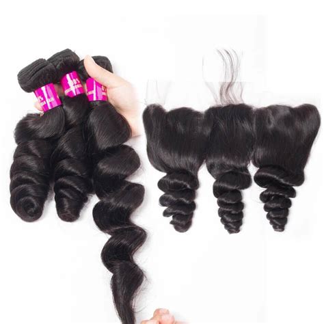 Evan Hair Indian Loose Wave Hair Bundles With Ear To Ear Frontal A