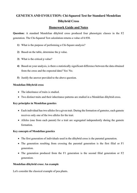 SOLUTION Genetics And Evolution Chi Squared Test For Standard