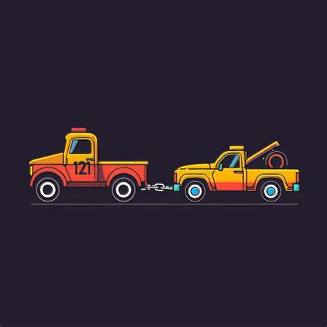 Tow Truck And Tow Truck Vector Illustration Flat Style Design Premium