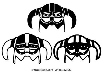 Viking Warrior Icon Symbol Viking Horned Stock Vector Royalty Free