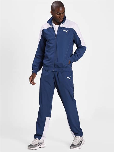 Buy Puma Blue Regular Fit Colour Block Track Suit For Mens Online