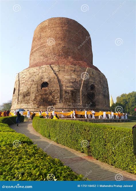 Dhamek Stupa Which Is One Of The Most Famous And Buddhist Stupas