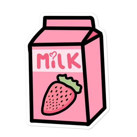 Strawberry Milk Carton Bubble Free Stickers Etsy