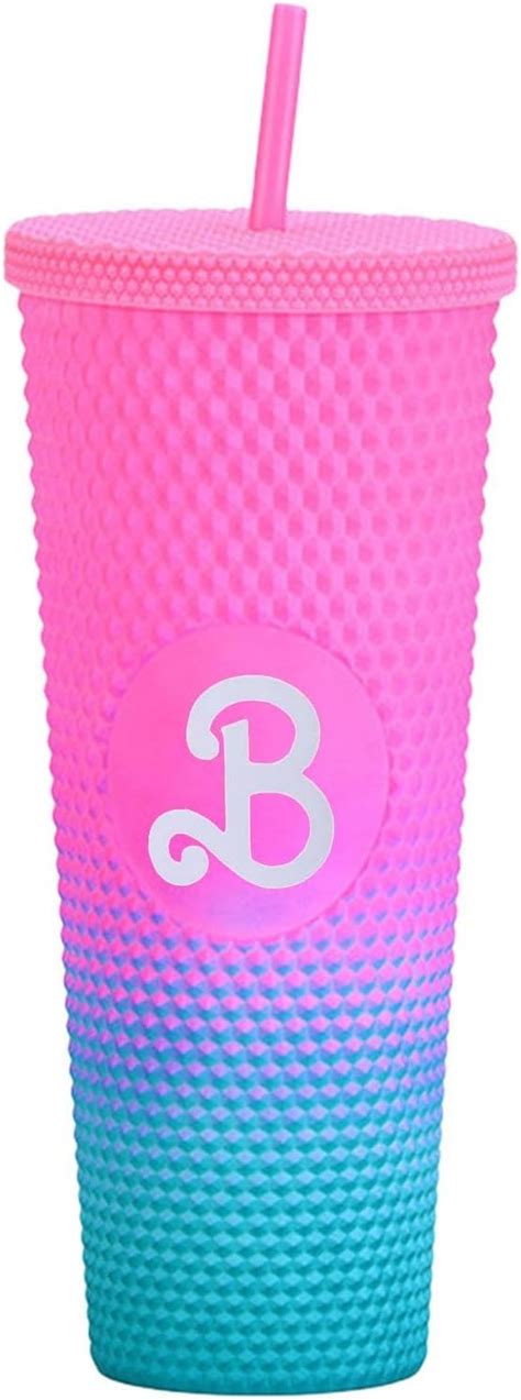 Gormyel Barbi Becher Mit Strohhalm Und Deckel 800ml Rosa Trinkbecher