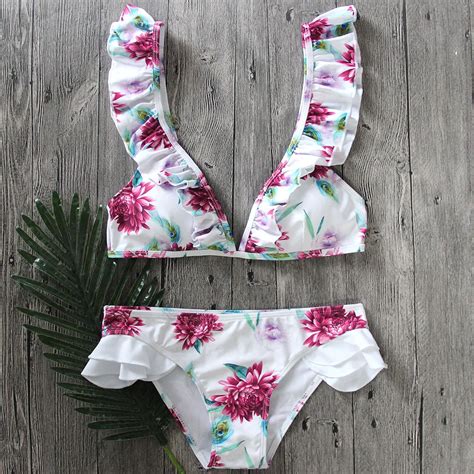 Melphieer Ruffle Bikini Brazilian Bikini Set Ladys Bathing Suits Beach