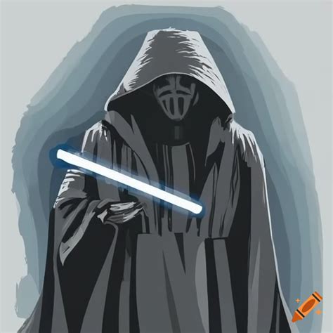 Image Of A Gray Jedi With A Hood And Mask On Craiyon