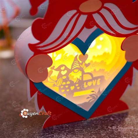 Love Gnome Heart Lantern Shadow Box Pdf Svg Light Box Diy Gnome Sha 3dfancy