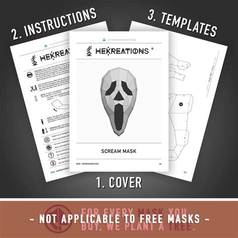 Scream Mask Printable Template Papercraft Pdf Pattern