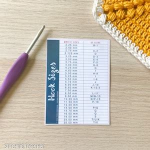 Crochet Hook Conversion Chart Printable Etsy UK