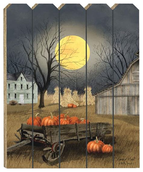 Harvest Moon By Billy Jacobs Printed On Wooden Picket Fence Wall Art