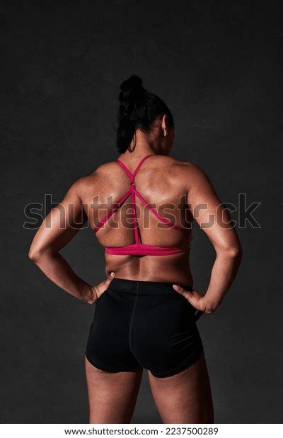 Back View Unrecognizable Strong Female Perfect Stock Photo