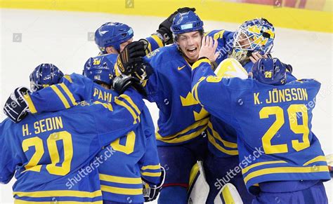 Members Swedish Ice Hockey Celebrate After Editorial Stock Photo ...