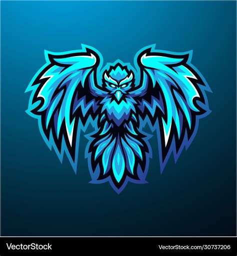 Blue Phoenix Mascot Logo Design Royalty Free Vector Image