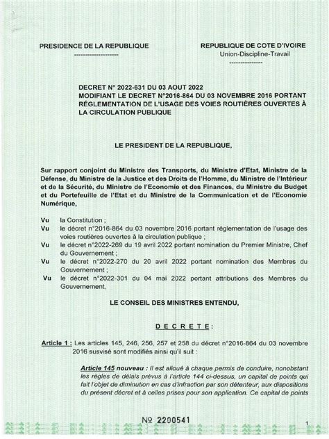 Decret 2022 631 Du 03 Aout 2022 Modifiant Le Decret N°2016 864 Du 03