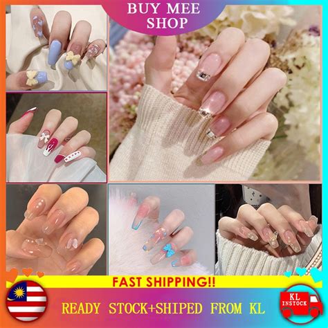 Pcs Fake Nail Set With Glue Nail Sticker Kuku Palsu Nail Care Matte