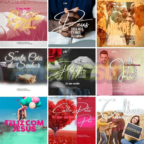 505 Artes Editáveis Pack Canva Gospel Atualizada