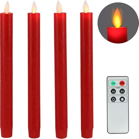 Red Flameless Flickering Taper Candles At Jane Myrtis Blog