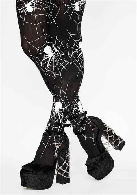 Halloween Spider Tights Cob Web Black Dolls Kill