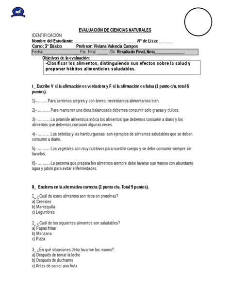 PDF Evaluación de Ciencias Naturales Alimentación Saludable DOKUMEN