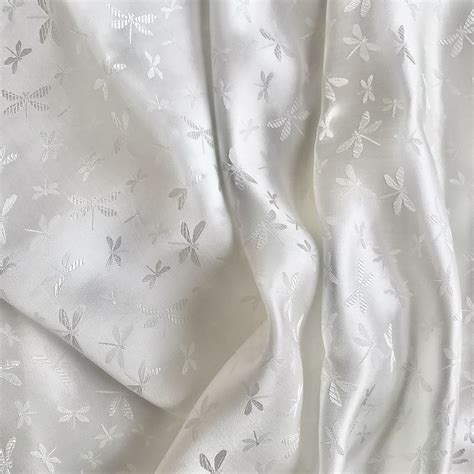 White PURE MULBERRY SILK Fabric By The Yard Dragonfly Etsy