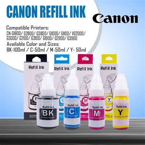 Canon Refill Ink GC890 for Canon IP1200 IP2770 MP237 MP287 P200 70ml ...