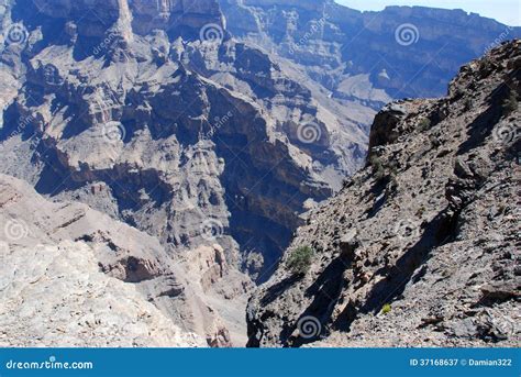 Oman, Mountains Landscape Of Omani Great Canyon Royalty Free Stock ...