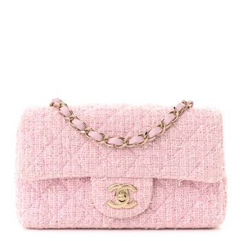 CHANEL Tweed Quilted Mini Rectangular Flap Pink 1363230 FASHIONPHILE