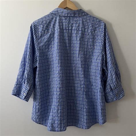 Blue And White Gingham Mid Sleeve Button Up Croft And Depop