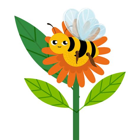Bees fly over the flower garden and collect honey from the plant vector