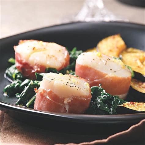 Prosciutto Wrapped Scallops With Spinach Recipe Eatingwell