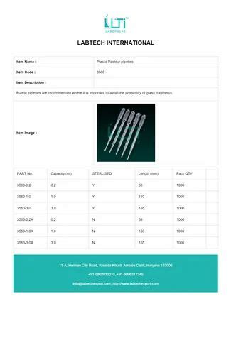 3560 Plastic Pasteur Pipettes For Chemical Laboratory Capacity 0 2ml