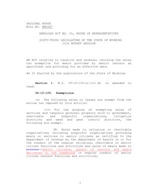 Fillable Online Legisweb State Wy HB0067 ENROLLED ACT NO Legisweb