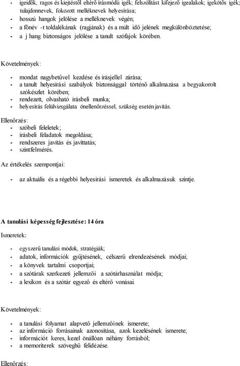 Javaslat A Helyi Tanterv Elkészítéséhez Magyar Nyelv és Irodalom 3 Osztály Pdf Ingyenes Letöltés