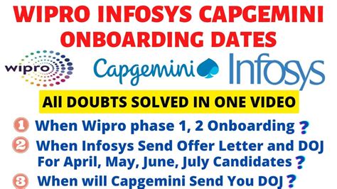 Wipro Infosys Capgemini Onboarding Update Wipro Onboarding Update