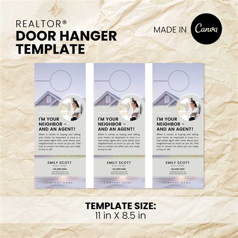 Door Hanger Template For Real Estate Canva Realtor Marketing Etsy