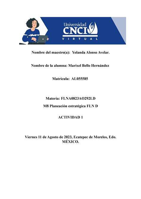 M8 Planeación estratégica FLN D1 Nombre del maestro a Yolanda