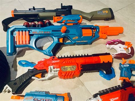 7 Blasters + 6 Electronic Automatic Targets Nerf Blasters Guns X Shot ...